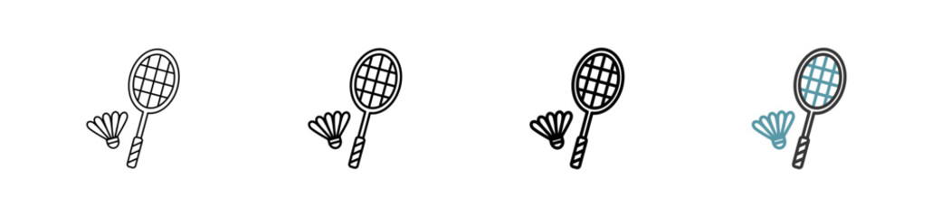 Outline style Badminton icon set. Available various sizes