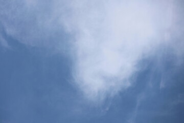 Obraz premium The sky is full of Cirrus clouds. The sky blue. The atmosphere of the sky in summer. High-level clouds are characterized by thin, white streaks that resemble hairs, fibers, or feathers, ice crystals 