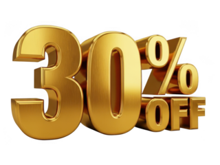 30% off sale sign isolated on transparent background