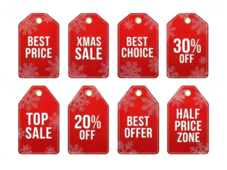 Christmas sale tags collection isolated on transparent background