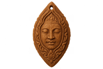 Buddha wood carving pendant representing spirituality and peace