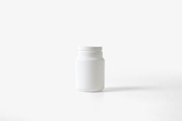 white plastic bottle on white background, bottle and packaging mockup, minimalist concept