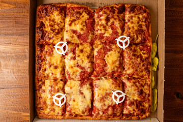 Sicilian pizza in a box