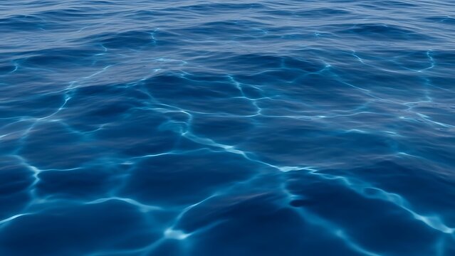 A serene and deep blue ocean water surface with sunlight reflections - Powered by Adobe