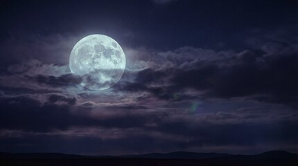 full moon over the clouds