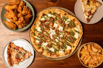 Pizzeria flat lay composition