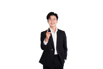 A Thoughtful Pose: A well-dressed individual presents a confident expression, using a simple hand gesture to emphasize their point, communicating ideas 