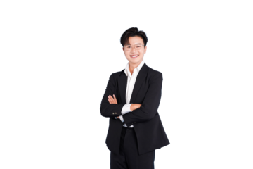 Confident Professional: A smiling professional stands with folded arms, exuding confidence and approachability. Capturing a sense of poise and business-minded focus.