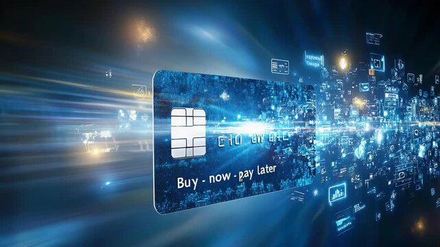 selective focus buy now pay later digital shopping concept,  fintech payment flexibility for modern consumers