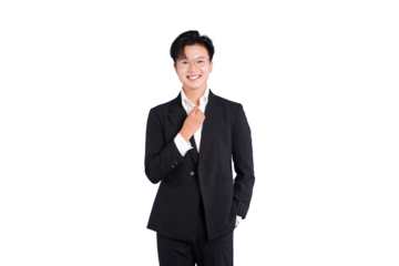 Confident Executive: A poised executive, dressed in a sharp suit, exudes confidence and professionalism. Their engaging smile speaks volumes, presenting an image of capability and approachability.