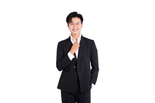 Confident Executive: A poised executive, dressed in a sharp suit, exudes confidence and professionalism. Their engaging smile speaks volumes, presenting an image of capability and approachability. - Powered by Adobe