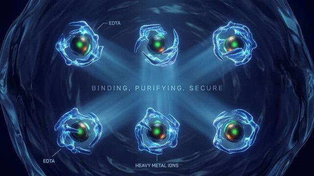 A graphic showcasing scientific process featuring a molecular structure in a futuristic, abstract depiction, which shows scientific analysis. 