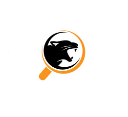 Search Icon with Panther Head Inside &ndash; Modern Vector Logo Symbol