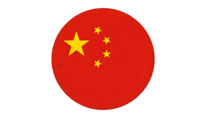 The flag of china with one large star and four smaller stars on a red background isolated on transparent background