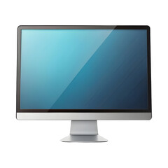 A computer monitor with a blue screen on a black background