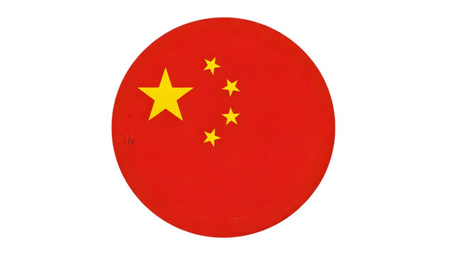 The flag of china with one large star and four smaller stars on a red background isolated on transparent background