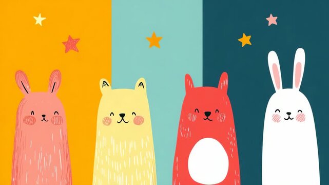 selective focus whimsical animal  bunny bear fox bird packaging design