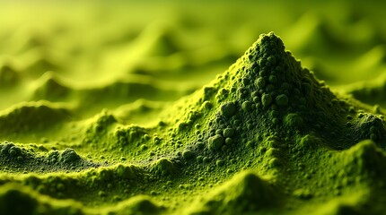 Vibrant Green Matcha Powder Texture with Organic Swirling Patterns