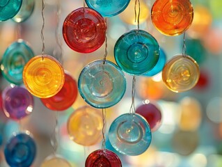Colorful circles on a blurred background.
