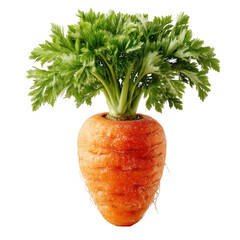 Fresh carrot with vibrant green leafy top vegetable root isolated on a transparent background
