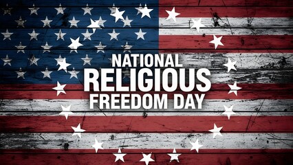 National religious freedom day celebration with patriotic american flag background