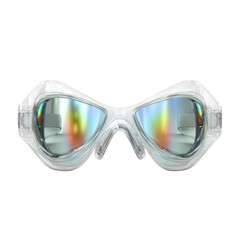 Futuristic Clear Goggles with Rainbow Refraction on Lenses Keywords: goggles, futuristic, clear isolated on a transparent background