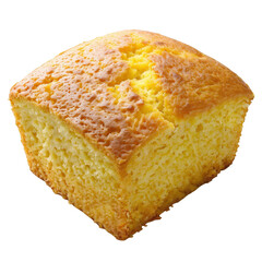 Golden Brown Square Loaf Of Cornbread baked isolated on a transparent background