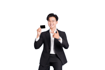 Financial Freedom at Your Fingertips: A confident professional holds up a card, a gesture representing modern financial solutions. Embracing simplicity and convenience