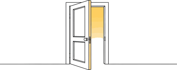 Open interior doorway revealing bright light shining from beyond symbolizing opportunity new beginnings career prospects and unknown future possibilities