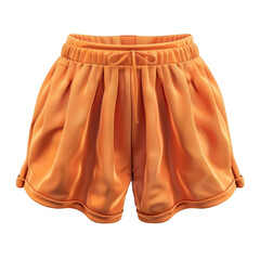 Orange Pleated Fabric Shorts with Drawstring on White Background clothing apparel isolated on a transparent background