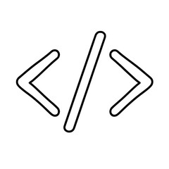 Obraz premium Code Programming Brackets Minimal Tech Icon Doodle Line Art Vector
