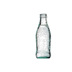 Icy refreshing glass bottle with condensation, perfect for beverage ads, branding, or product promos, captures thirst quenching delight and pure hydration
