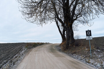 Hveemsvegen Road of rural Toten, Norway, December 2025.