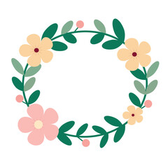 Floral spring frame in a minimalist style on a white background