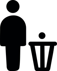 Black vector illustration of a man and woman silhouette icon and business person stick figure symbol cleaner 