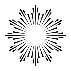 Obraz premium Black and white hand drawn sunburst or firework radial blast set illustration fireworks explosion set white black, Hand drawn vector elements. 