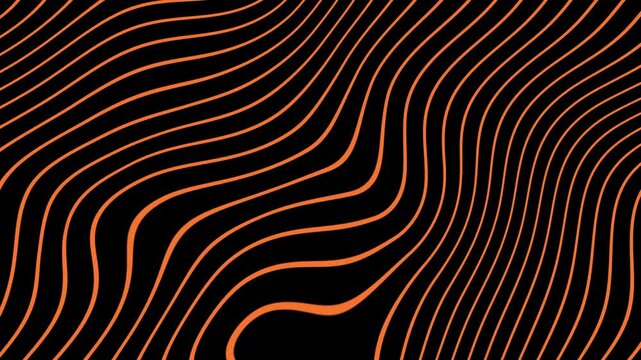 An orange wave pattern on a black background, featuring undulating lines in a smooth, flowing motion.