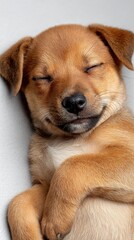 sleepy baby puppy relaxed expression, clean background