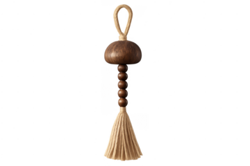 Hanging macrame tassel decoration with wooden beads