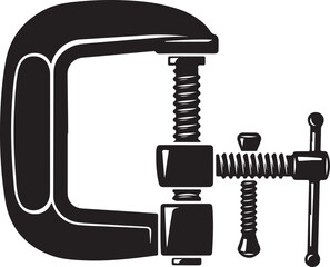 C Clamp Tool Silhouette Icon,
Metal G Clamp Woodworking Tool Illustration,
Adjustable C Clamp Black Vector Design