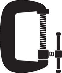 C Clamp Tool Silhouette Icon,
Metal G Clamp Woodworking Tool Illustration,
Adjustable C Clamp Black Vector Design