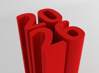 2026 new year card with modern gradient style 3d realistic year number. Volumetric digits 2026 at an angle, place for text for New Year's greetings, New Year corporate banner.