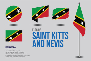 Set of Saint Kitts and Nevis flag in 5 designs