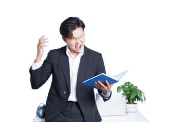 Frustration Unleashed: A professional man, consumed by stress and anger, is depicted in a moment of intense emotional overload. The scene captures the raw intensity of frustration.