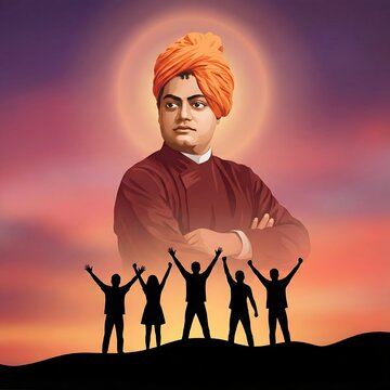 National youth day and swami vivekananda jayanti background.
