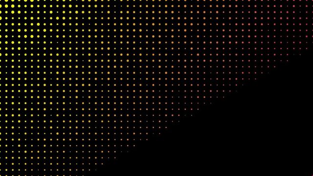 Vibrant halftone dots pattern with yellow and red gradient on black background