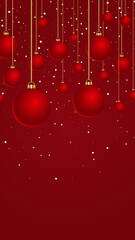 Christmas Baubles on Red Background
