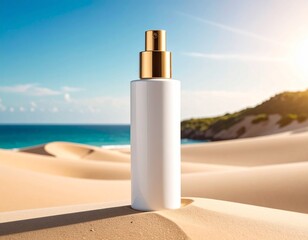 Minimal Product Mockup on Sandy Surface with Teal Accent