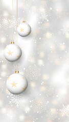 Elegant Christmas Baubles and Snowflakes Background