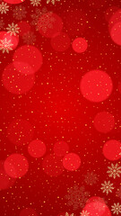 Red Christmas Background with Snowflakes and Bokeh
